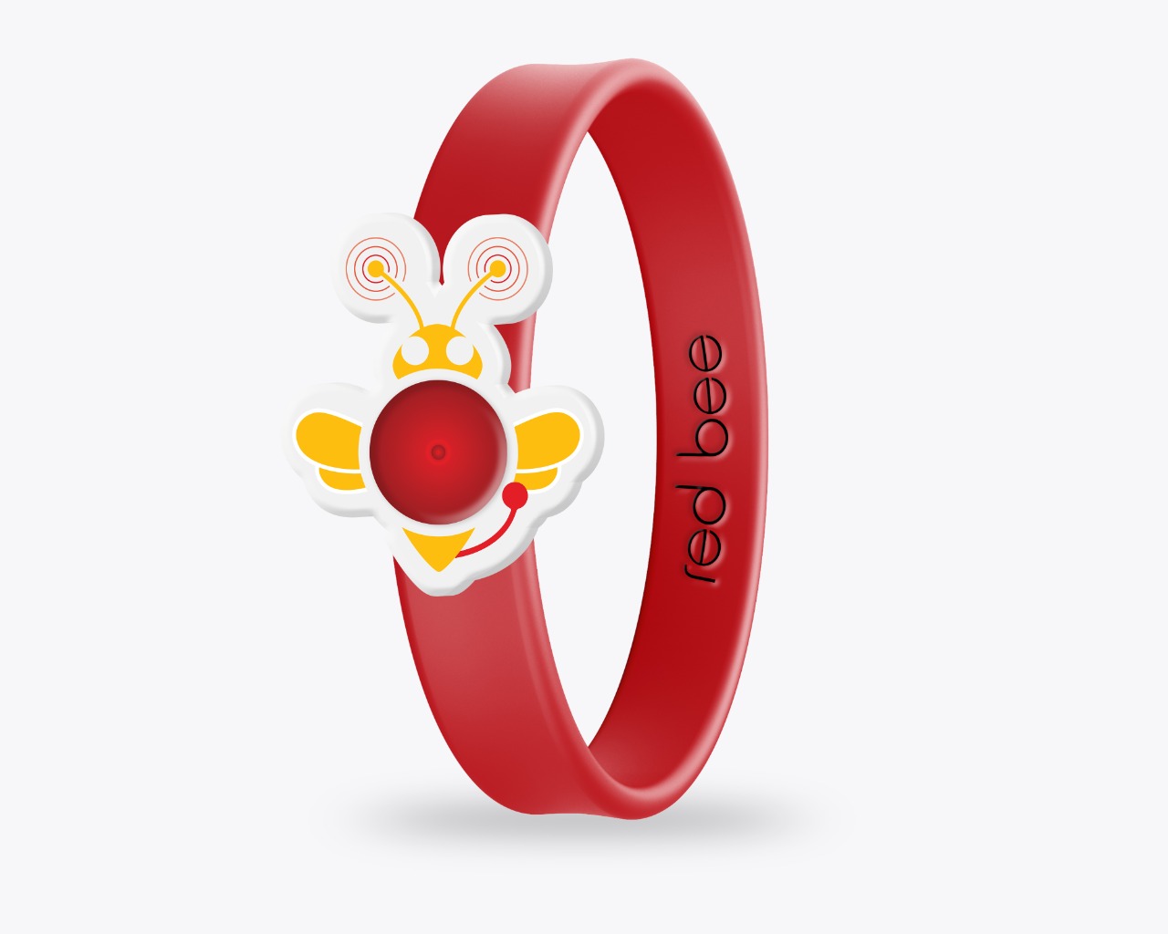 The first prototype version of The Red Bee anti-bullying wristband
